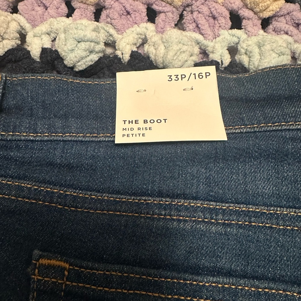 LOFT Mid Rise Boot Cut Jeans - Dark Blue